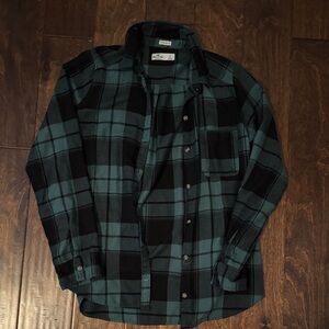 Hollister Teal and Black Plaid Casual Shirt